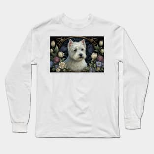 West Highland White Terrier Among Flowers - Art Nouveau Style Long Sleeve T-Shirt